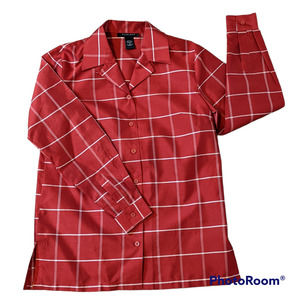 Silkland Red and White Long Sleeved Blouse Size S NEW
